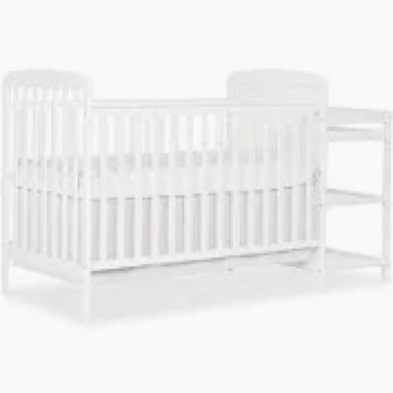 (Incomplete)Dream On Me Anna 3-in-1 Full-Size Crib and Changing Table Combo in Steel Grey, Greenguard Gold Certified, Non-Toxic Finishes, Includes 1\" Changing Pad, Wooden Nursery Furniture Steel Grey 1 Count (Pack of 1)