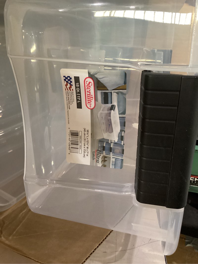 Condition photo showing New/Like New for 6 pack sterilite 18 quart clear durable stacking storage container with lid