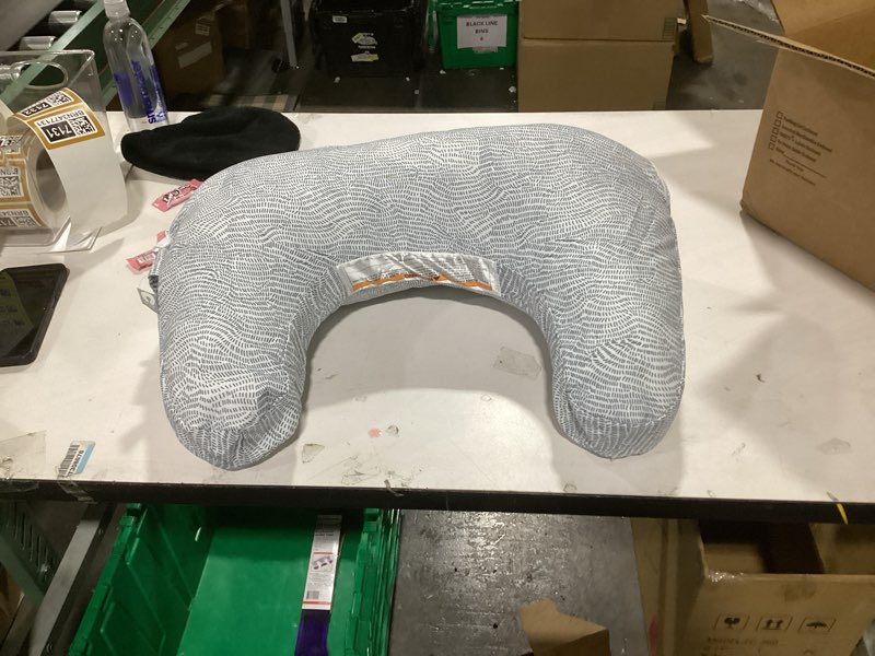 Condition photo showing Good Condition for Boppy Nursing Pillow - Ergonomic Bottle & Breastfeeding Pillow with High, Firm, Large Area, Water-Repellent Cushion with Washable Cover; Baby Safety Alliance Verified - Blue Speckled Current New Nursing Pillow Blue Speckled Current