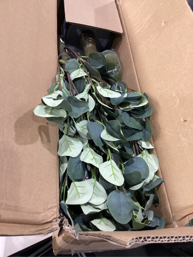 Condition photo showing New/Like New for Artificial Eucalyptus Tree, 4ft Tall Green Silk Leaves Perfect Faux Plant with Basket, Mordern Fake Eucalyptus Trees for Indoor Outdoor Home Office Livingroom Floor Décor