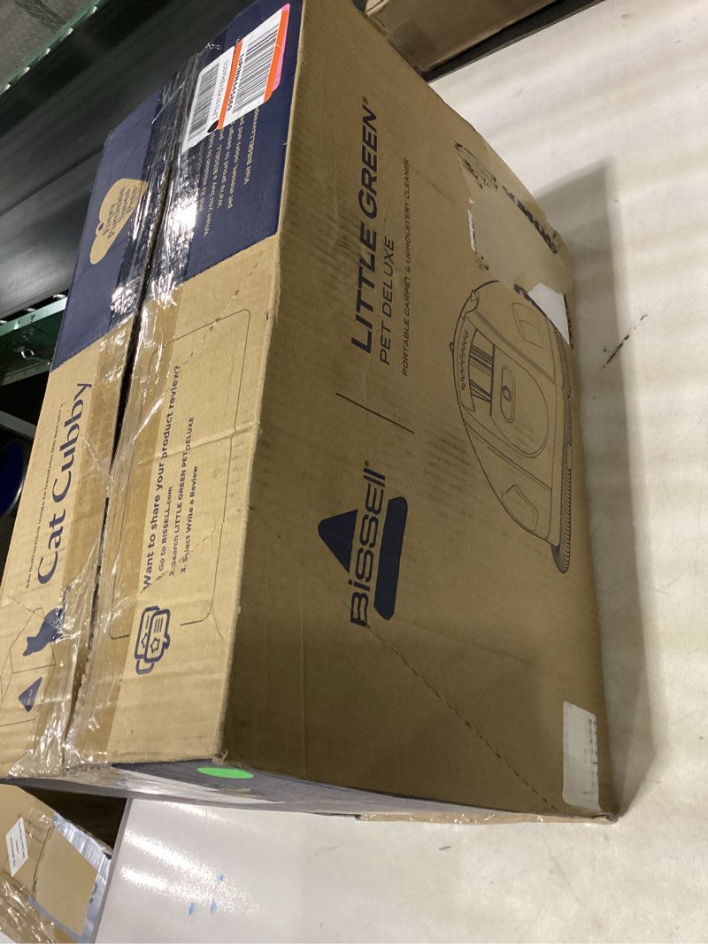 Condition photo showing As Is for *incomplete*Bissell Little Green Pet Deluxe Portable Carpet Cleaner and Car/Auto Detailer, 3353, Gray/Blue Little Green Deluxe