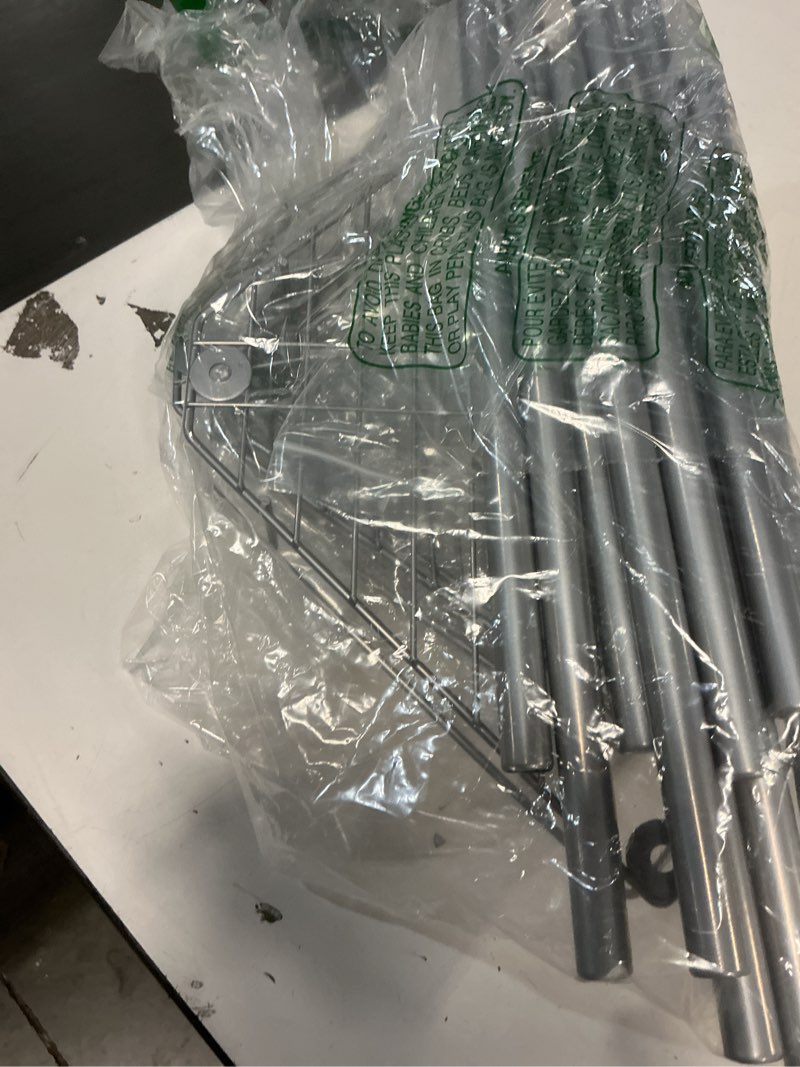 Condition photo showing As Is for 4 Tier Floor Standing Corner Shower Caddy Organizer Shelf with Hooks, Bathroom Shelves Stand Rack, Silver 4 Tier Silver