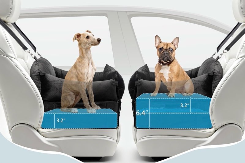 eastblue dog booster car seat: elevated car seat for small medium dogs 0-35 lbs washable & safety dog travel bed with memory foam cushions for pet puppy cat black-velvet