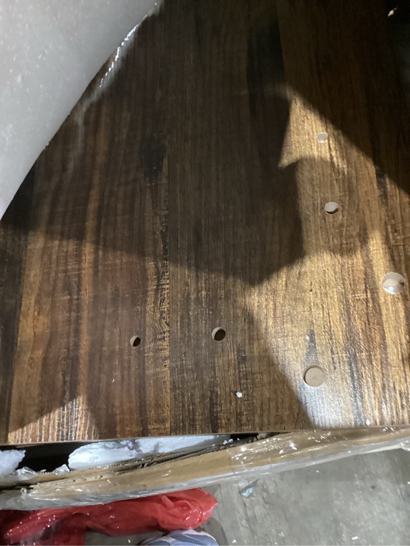 Condition photo showing As Is for computer desk  - 40 inch work reversible desk for bedroom home office, simple study writing table pc desks , rustic brown 40 inch rustic brow