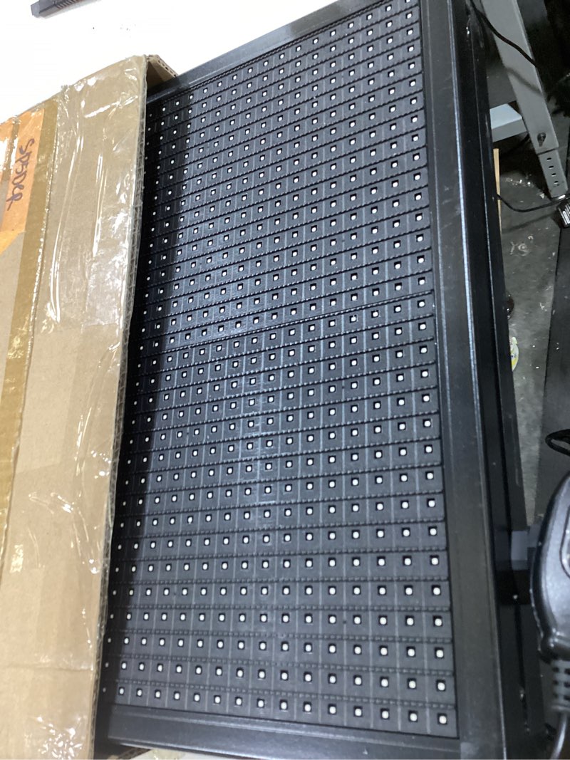 Condition photo showing As Is for lurv led programmable signs 40" x 14", vibrant full color scrolling display, high resolution brightness, p10 business advertising rgb sign, store message board, outdoor and indoor, wifi+usb p10 40" x 14"