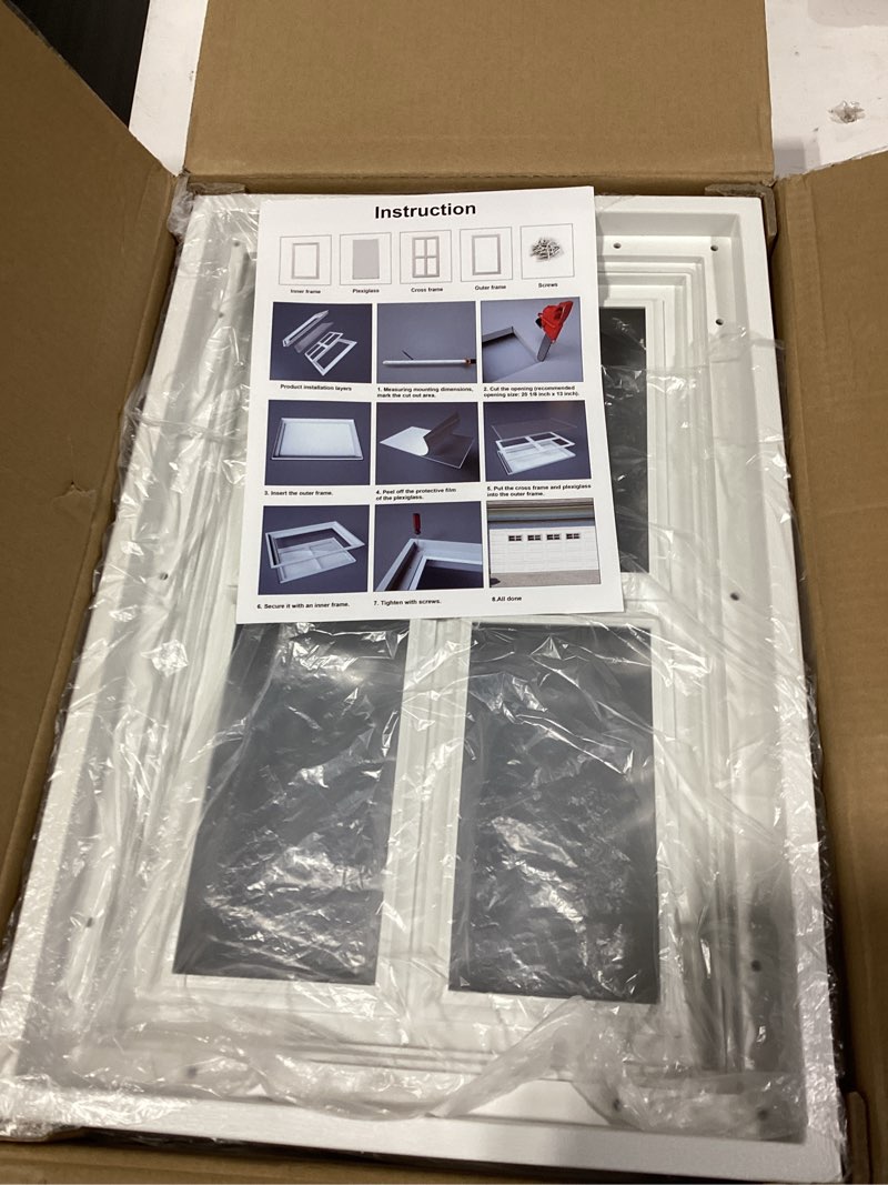 Condition photo showing Good Condition for neatiease 4 pcs garage door windows, replacement vinyl windows inserts kit with uv resistant resin glass for exterior garage doors (clear design)