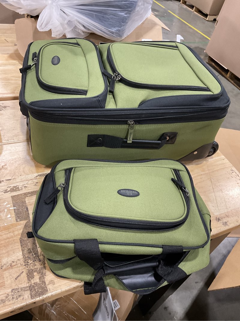 Condition photo showing Good Condition for u.s. traveler rio lightweight carry-on suitcase 20" softside expandable design, durable, business and travel, green, set