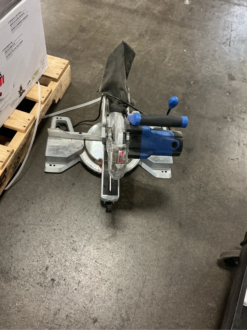 Condition photo showing As Is for kobalt 7-1/4-in blade 9-amp bevel sliding laser compound miter saw tool