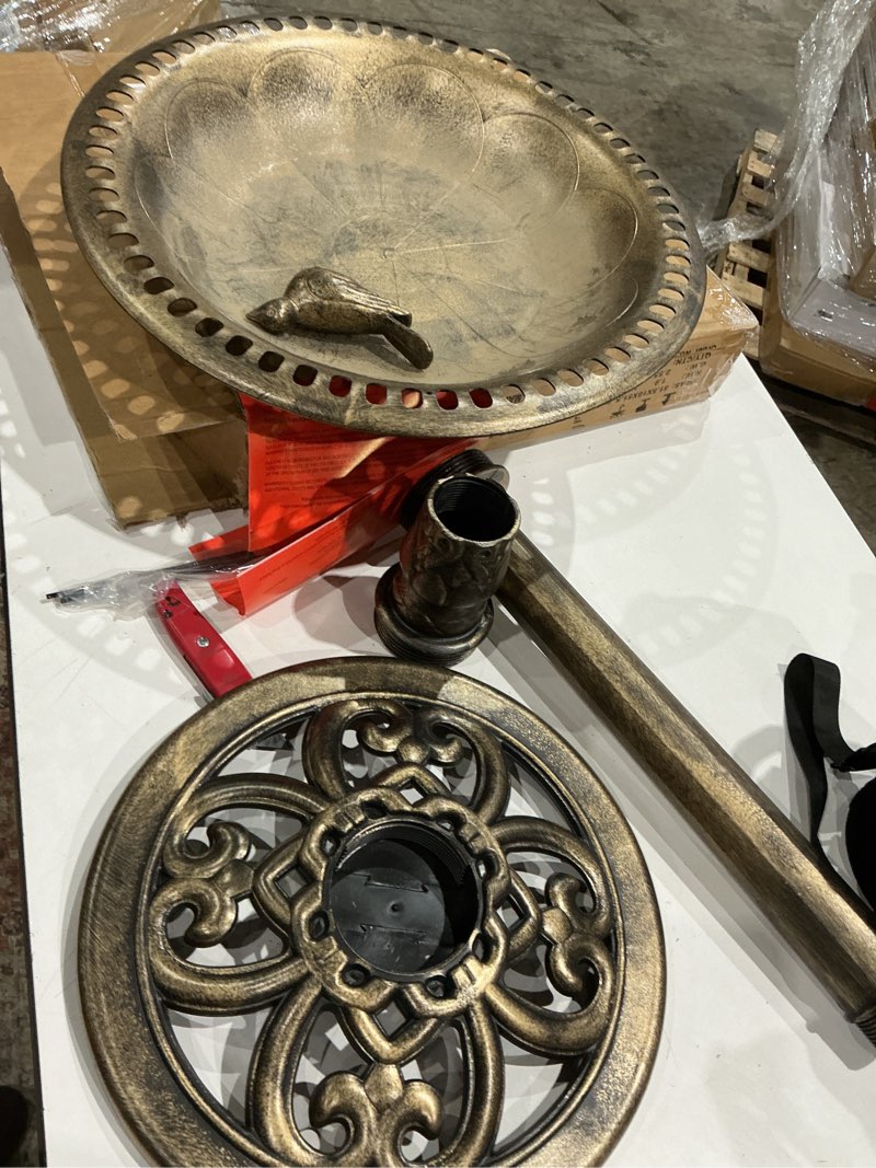 Condition photo showing Good Condition for backyard expressions patio · home · garden 912449-wb outdoor garden bird bath- bronze- weather resistant polyresin-30 inch-backyard expressions bronzed