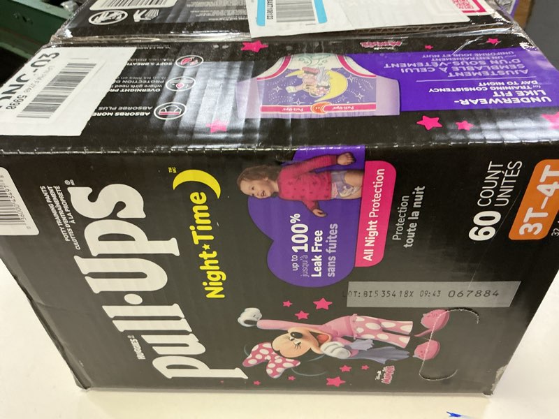 Condition photo showing New/Like New for Pull-Ups Girls' Nighttime Potty Training Pants, Training Underwear, 3T-4T (32-40 lbs), 60 Ct 3T-4T 60