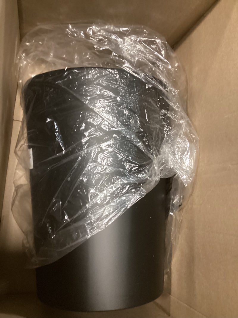 Condition photo showing Good Condition for mdesign stainless steel round metal trash can, small 4 gallon wastebasket, garbage basket bin for bathroom, bedroom, kitchen, or home office, holds waste and recycle, mirri collection, matte black matte black 4 gallon (pack of 1)
