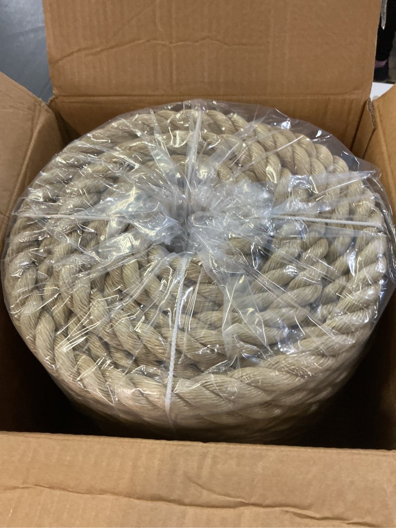 Condition photo showing New/Like New for 1 in 100 ft twisted 3 strand synthetic polypropylene rope artificial manila rope suitable for tree work camping navigation swing 1in x 100ft fashion
