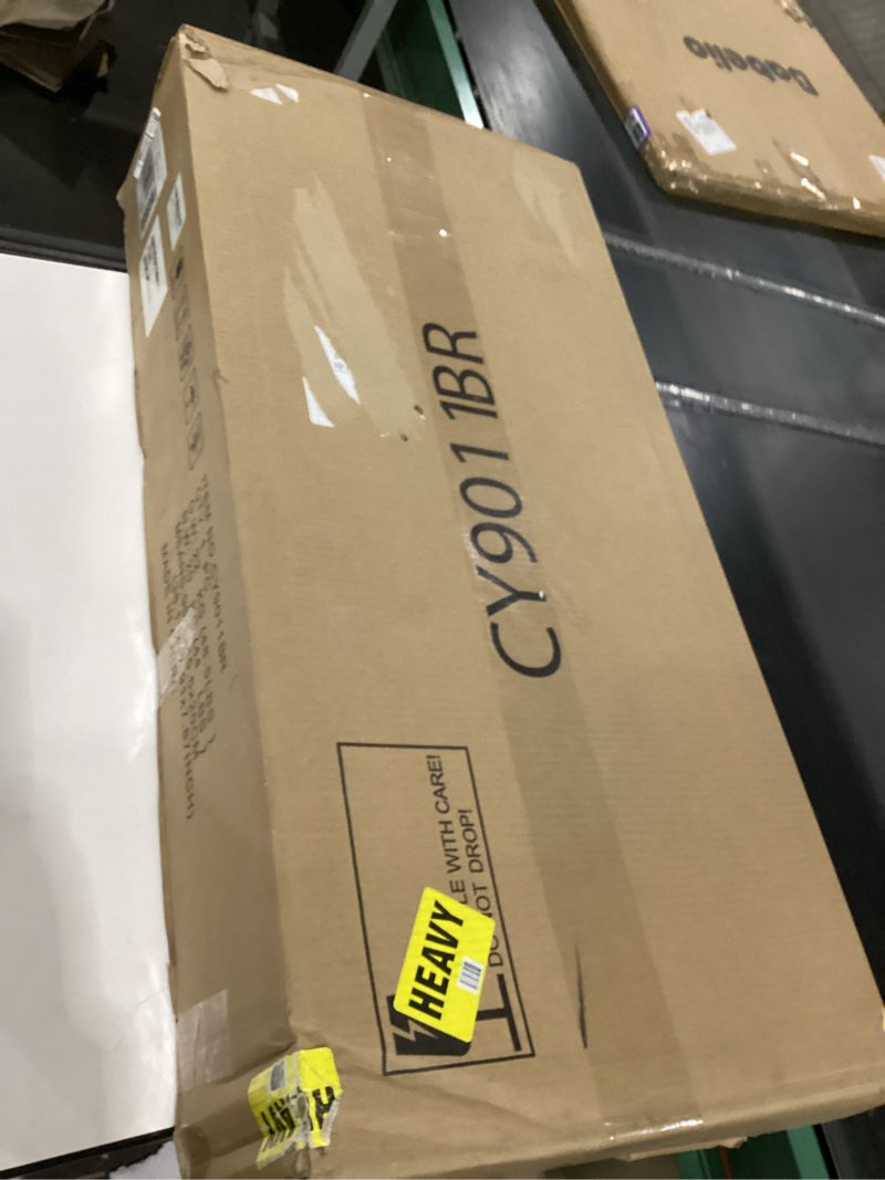 Condition photo showing New/Like New for Shoe Storage Cabinet,Farmhouse Shoe Organizer with 2 Flip Drawers & Barn Door Design,Freestanding Hidden Slim Narrow Shoe Rack Cabinet for Entryway,Foyer,Hallway,Walnut Walnut 2-Drawers