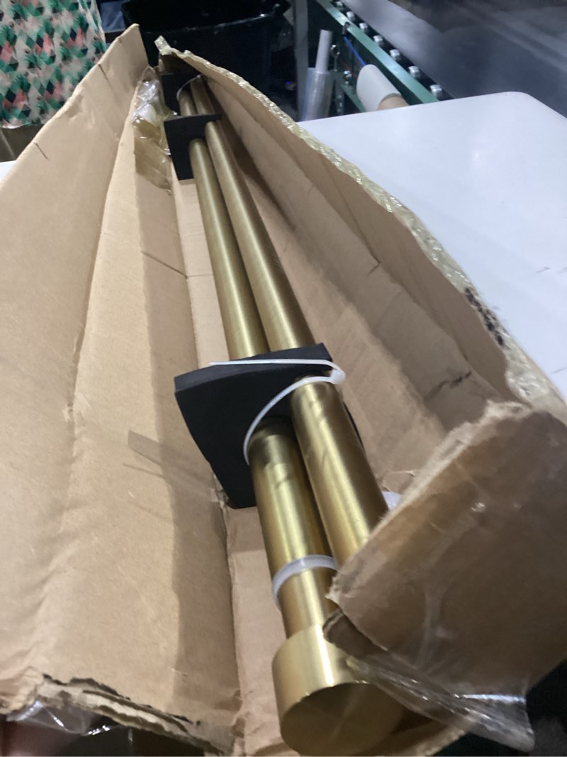 Condition photo showing Good Condition for gold curtain rods for windows 72 to 144 inch,adjustable drapery rods with aluminum end cap and full surround brackets,1-inch window curtain rod for wall and ceiling mount 72-144" gold