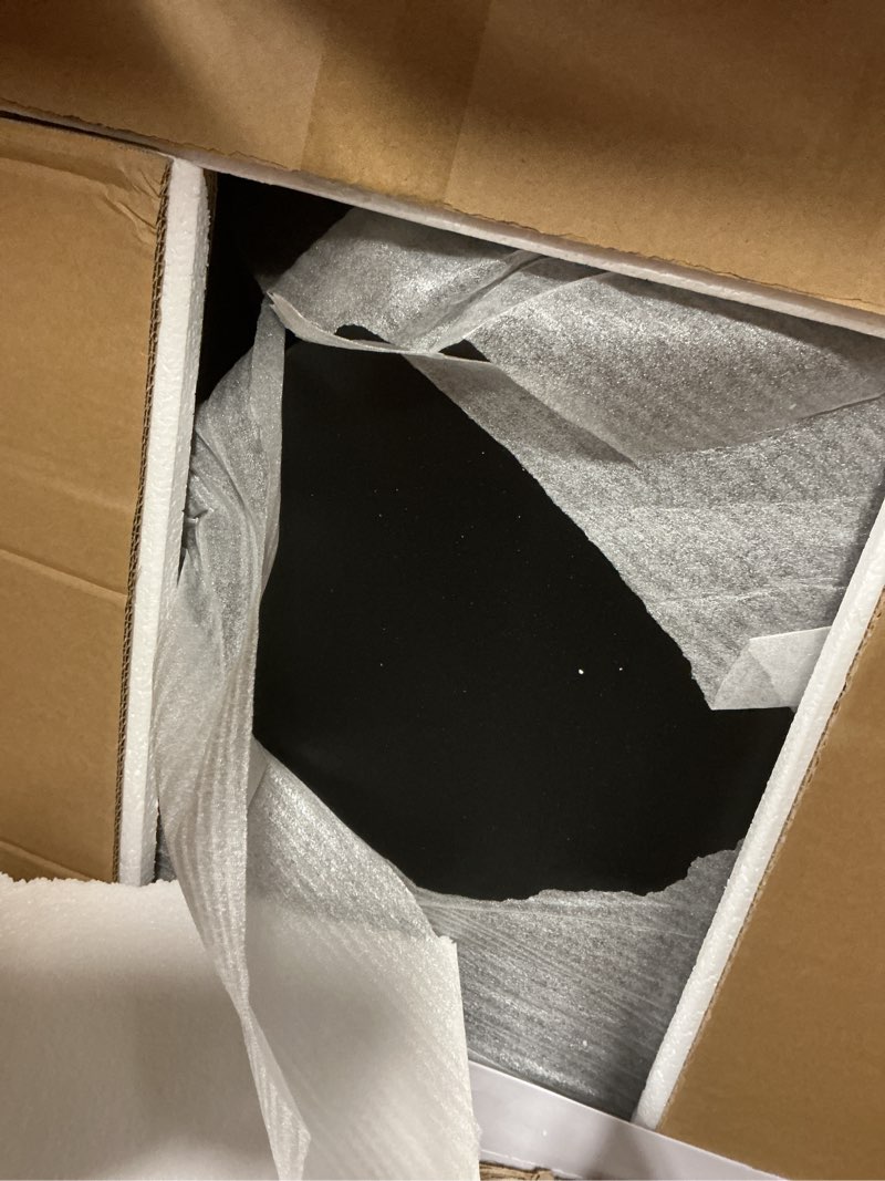 Condition photo showing Good Condition for Living Room Furniture Sofa Table Half Moon - 32 in x 15.75 in, Blackened Oak Rustic Wood - Console Table with Storage & Black Knobs for Hallway & Entryway Decor