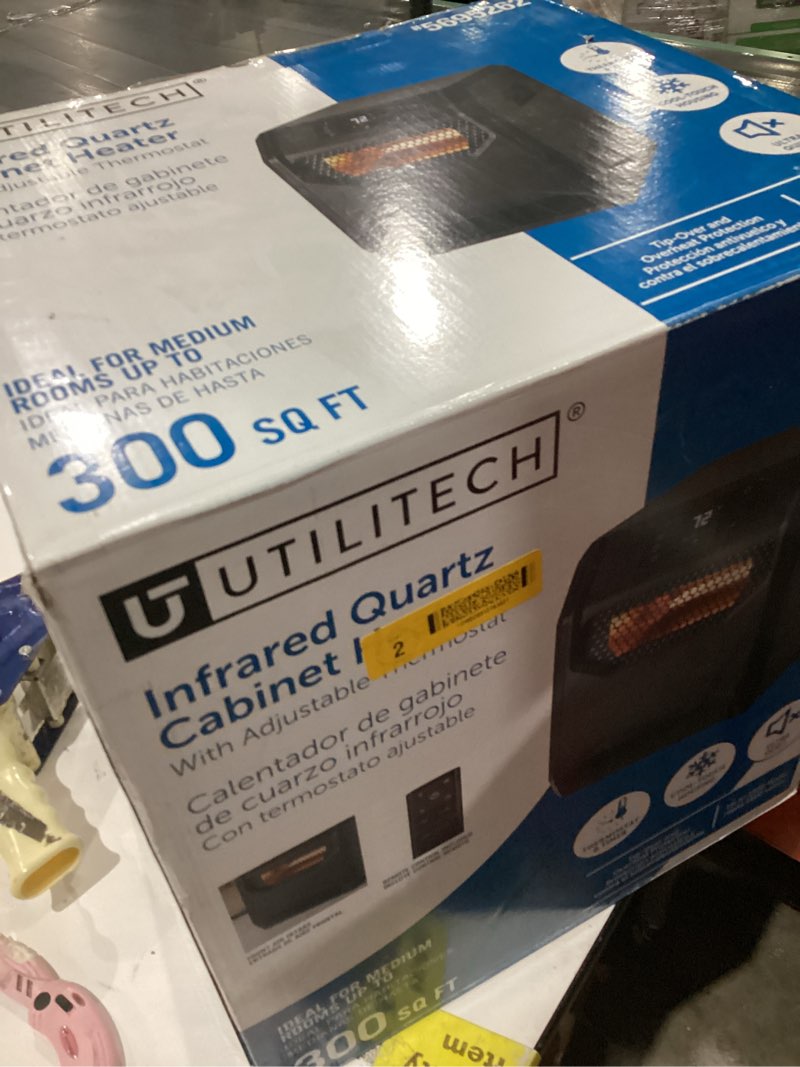 utilitech 1500 -watt infrared quartz cabinet indoor electric space heater with thermostat