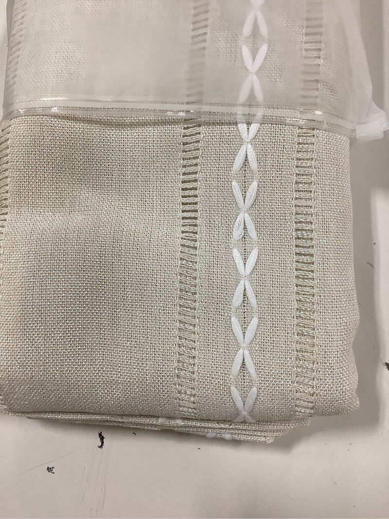 Condition photo showing New/Like New for sieluno rectangle table cloth rustic farmhouse tablecloth heavy duty cotton linen waterproof wrinkle free table cloths for kitchen and dining room-hollow ivory-rectangle, 54"x70", 4-6 seats hollow ivory 54" x 70" (rectangular)