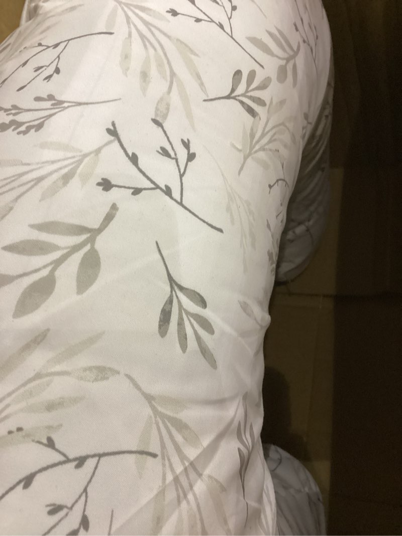 Condition photo showing Good Condition for Boppy Nursing Pillow - Ergonomic Bottle & Breastfeeding Pillow with High, Firm, Large Area, Water-Repellent Cushion with Washable Cover; Baby Safety Alliance Verified - Gray Gentle Leaves New Nursing Pillow Gray Gentle Leaves