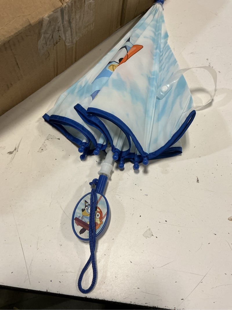 Condition photo showing Good Condition for bluey stick umbrella with clamshell handle 21"", small, white