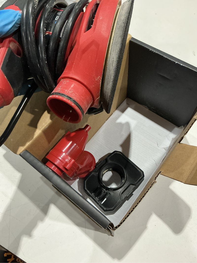 Condition photo showing As Is for skil 120 volts 2.8-amp variable random orbital corded sander with dust management