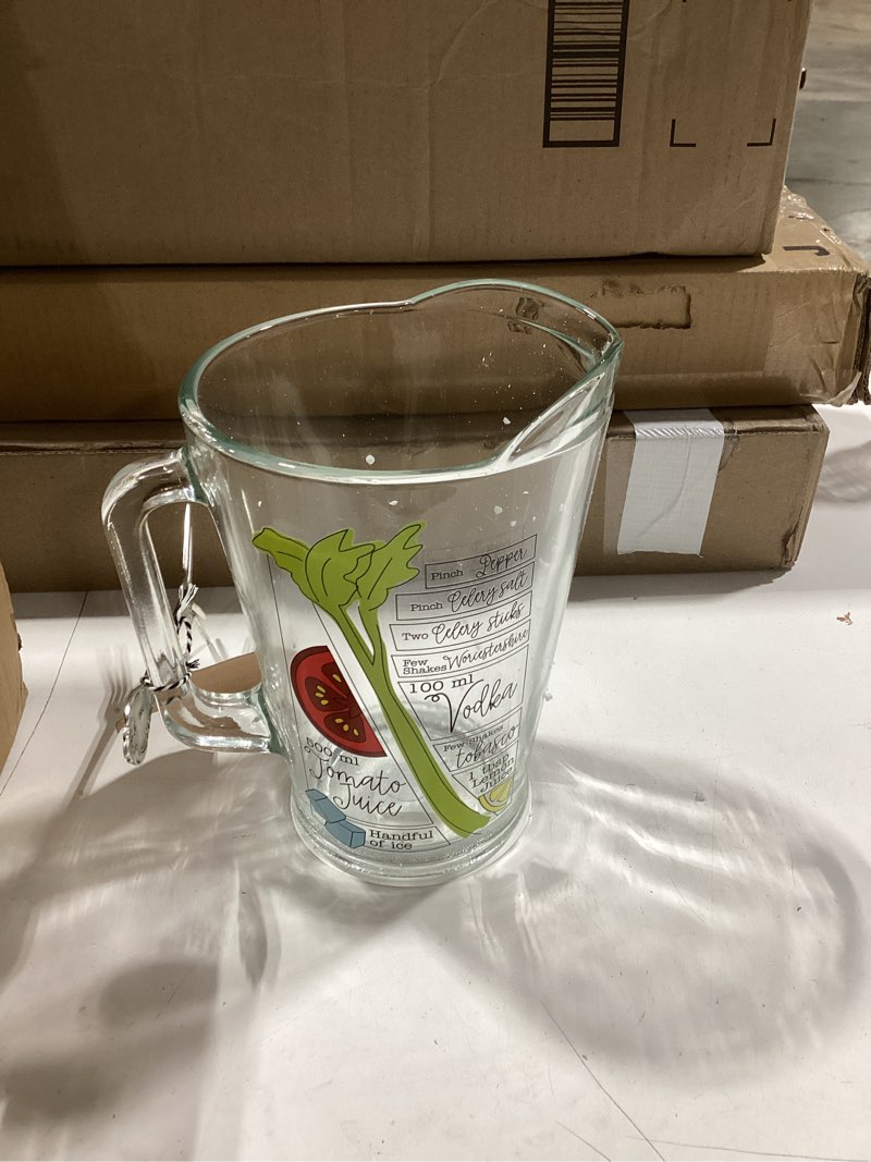 Condition photo showing Good Condition for Mud Pie Glass Bloody Mary Pitcher; pitcher 60 oz | fork 8"