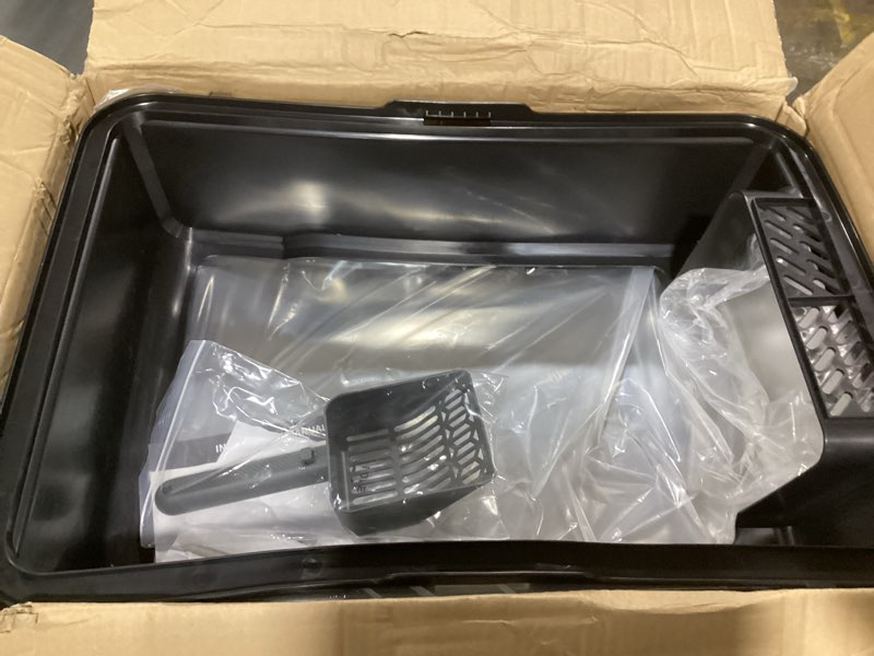 Condition photo showing Good Condition for Tripamin XXL Stainless Steel Litter Box with High Sides 26"x18"x12" Extra Large Metal Litter Box for Big Cats & Multiple cat, Jumbo Top Entry Litter Pan with lid (Black, XX-Large) Black XX-Large
