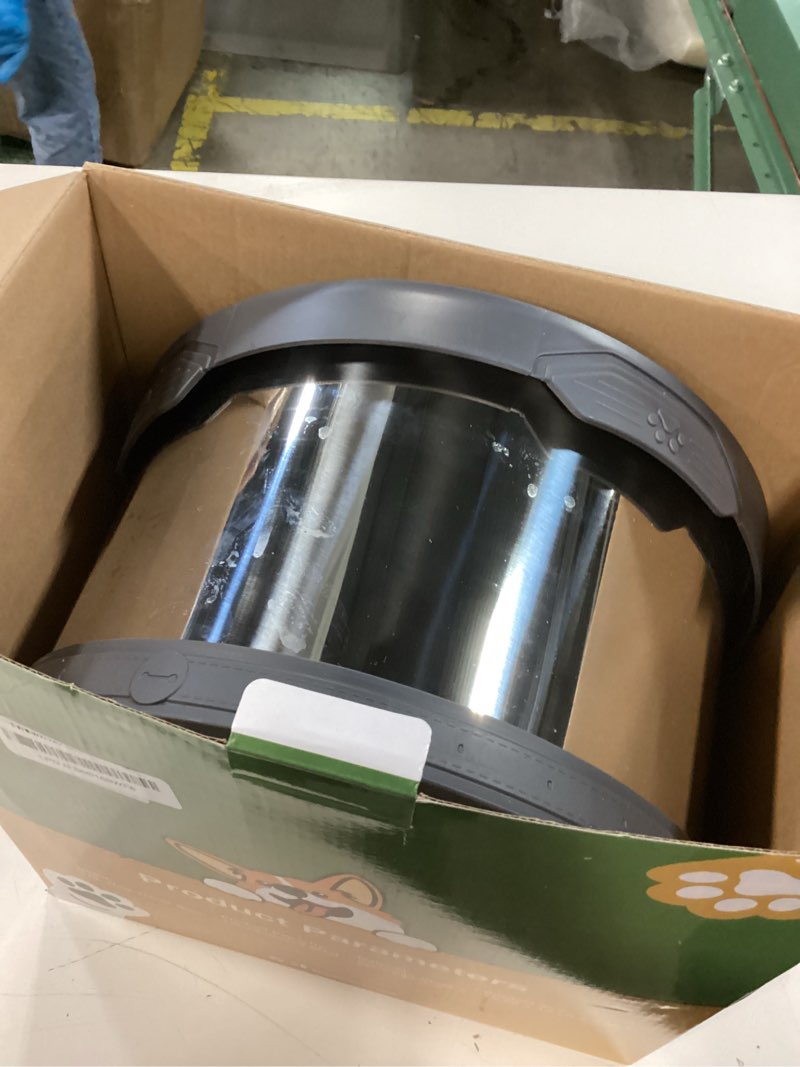 Condition photo showing As Is for upsky dog water bowl no spill 10l stainless steel, 2.6 gallon large capacity spill-proof dog bowls, non-slip slow drinking anti-splash bowl for large messy drinkers, no mess indoor/outdoor use, gray 10l grey