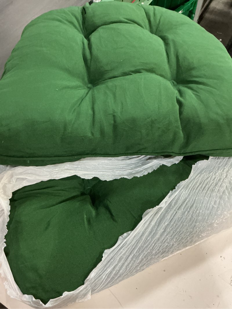 Condition photo showing Good Condition for Outoor Patio Seat Cushions Dark Green,2 Count Indoor/Outdoor Rocking Chair Cushion Set Thickened Waterproof Patio Chair Pad,18.5 * 18.5in