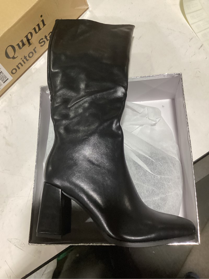 Condition photo showing New/Like New for Knee High Boots for Women Tall Boots Womens Chunky Block Heel Dress GoGo Long Boots 7 Black