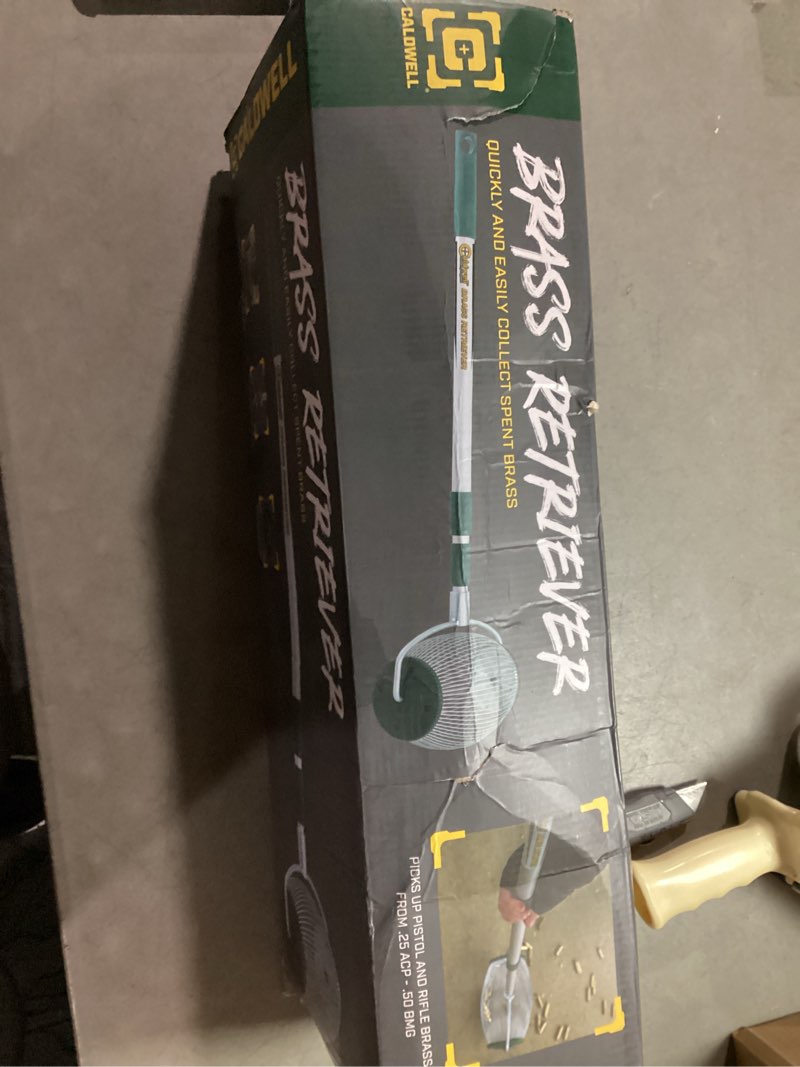 Condition photo showing As Is for caldwell brass catcher with heat resistent mesh, collapsible, mountable, for range, shooting, and outdoors brass retriever