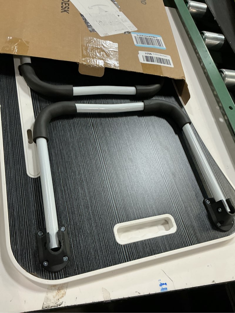 Condition photo showing As Is for foldable laptop table, portable lap desk bed table tray, laptop stand with cup holder & tablet slot & lifting handle for working writing drawing & eating (black)