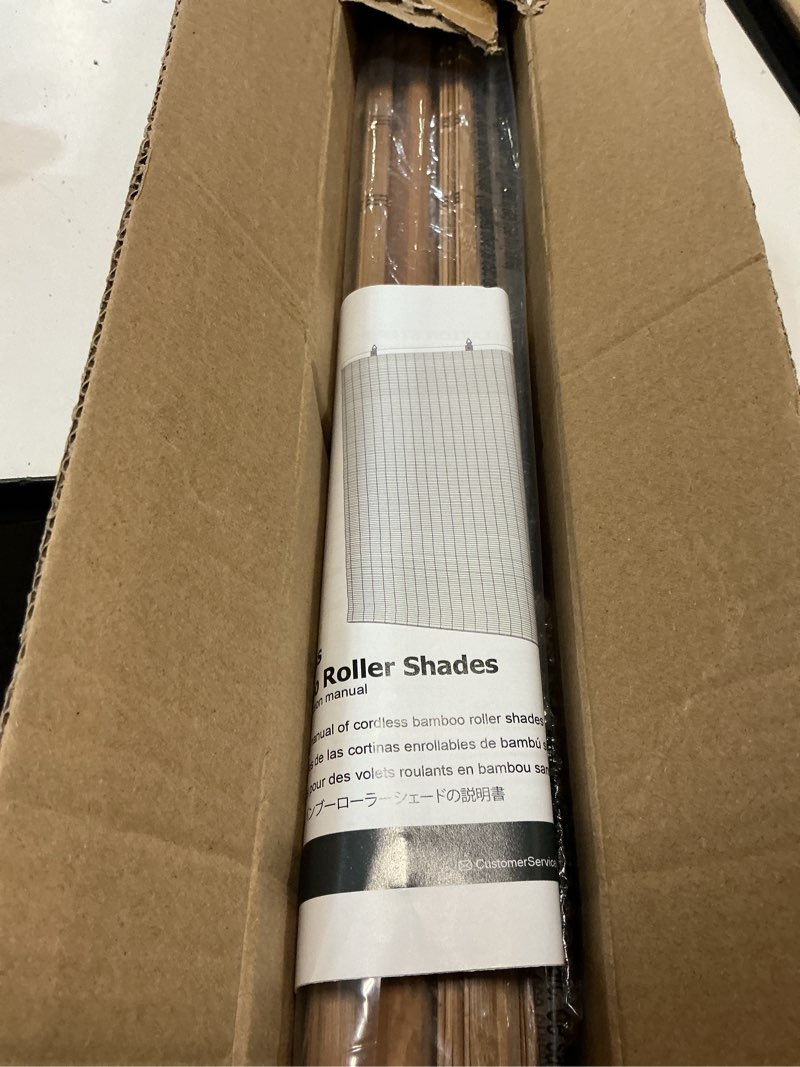 Condition photo showing Good Condition for lazblinds cordless bamboo blinds, roll up shades for windows, light filtering hanging window blinds, bamboo shades for patio indoor/outdoor porch, 34'' w x 64'' h, brown206 brown206 34'' w x 64'' h