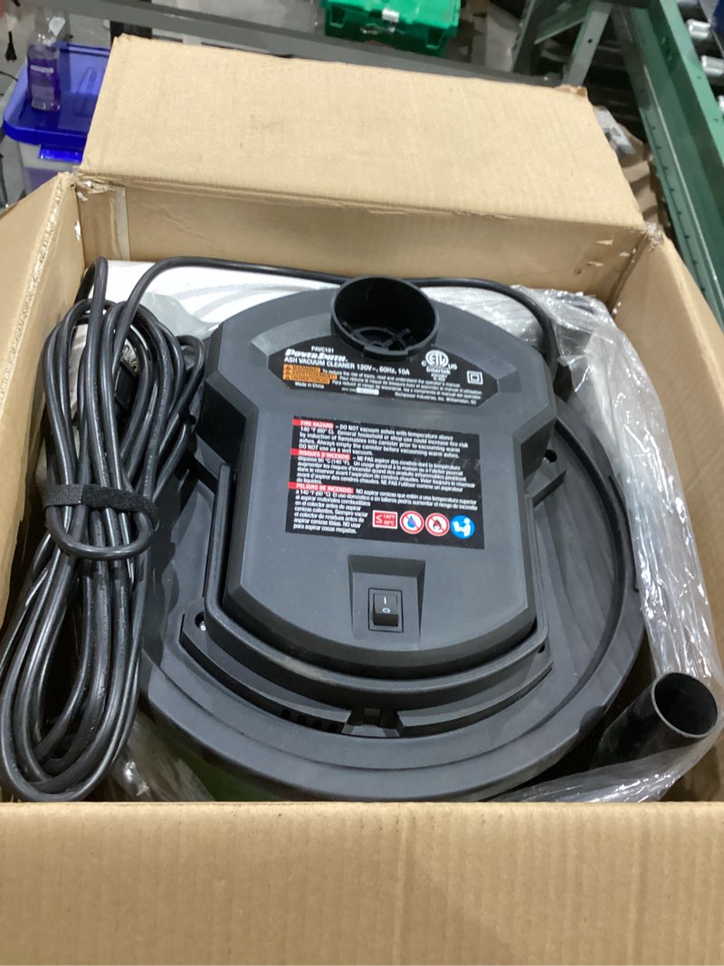Condition photo showing As Is for powersmith pavc101 10 amp ash vacuum,green / black 3 gallon base model