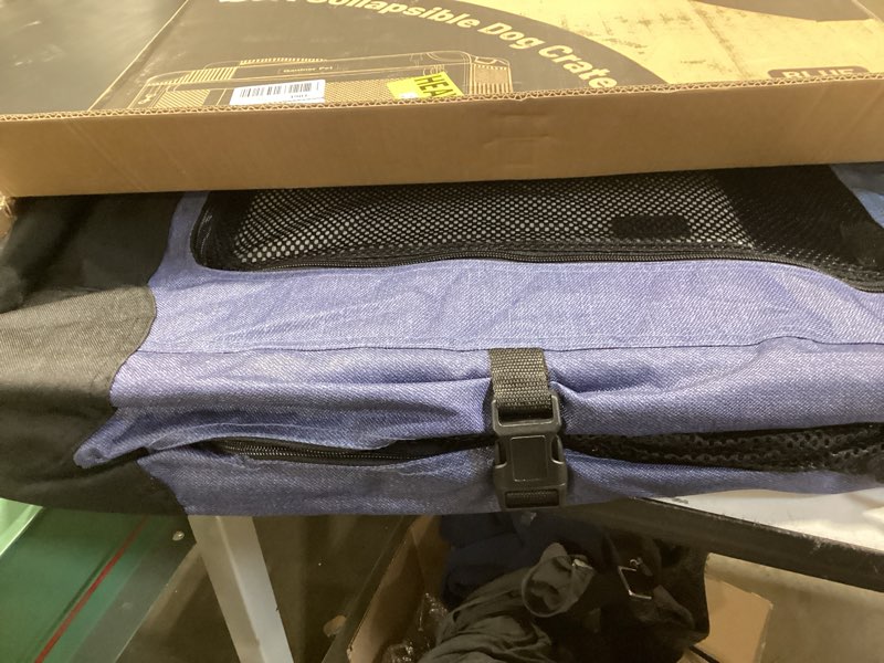 Condition photo showing New/Like New for gardner pet soft collapsible dog crate - 36 inch portable travel dog crate for medium/large dogs indoor & outdoor, 3-door pet crate with durable mesh windows & storage bag, blue blue 36.0"l x 25.0"w x 25.0"h
