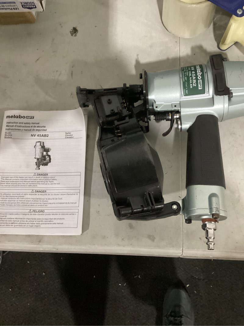 Condition photo showing As Is for metabo hpt nv45ab2m 16 degree 1-3/4 in. coil roofing nailer