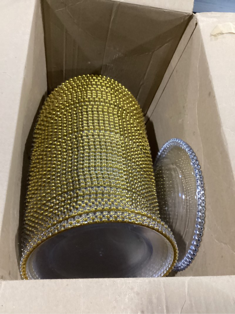 Condition photo showing Good Condition for Hoolerry 50 Pack Clear Charger Plates Bulk 13 Inch Plastic Round Beaded Dinner Chargers Acrylic Frosted Grain Decorative Service Plates for Wedding Party Event, Home and Kitchen Tabletop (Gold) 50 Gold