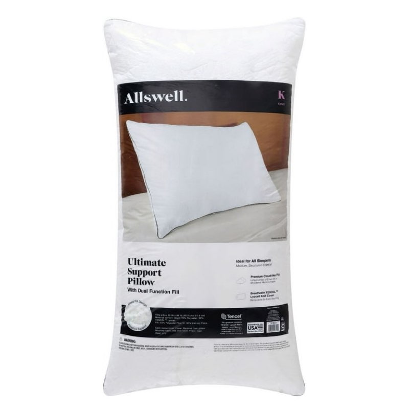 allswell ultimate support bed pillow with dual function fill and removable cover