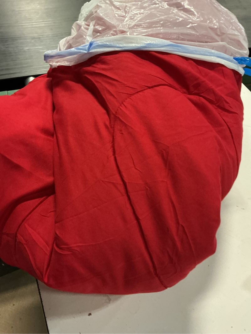 Condition photo showing As Is for amazon basics 1-piece microfiber kid's comforter and pillow sham set, all seasons, twin, red, solid