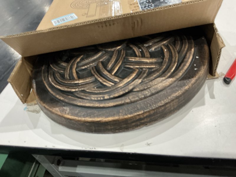 Condition photo showing Good Condition for ubp18181-br 18-inch cast stone umbrella base, made from rust free composite materials, bronze powder coated finish