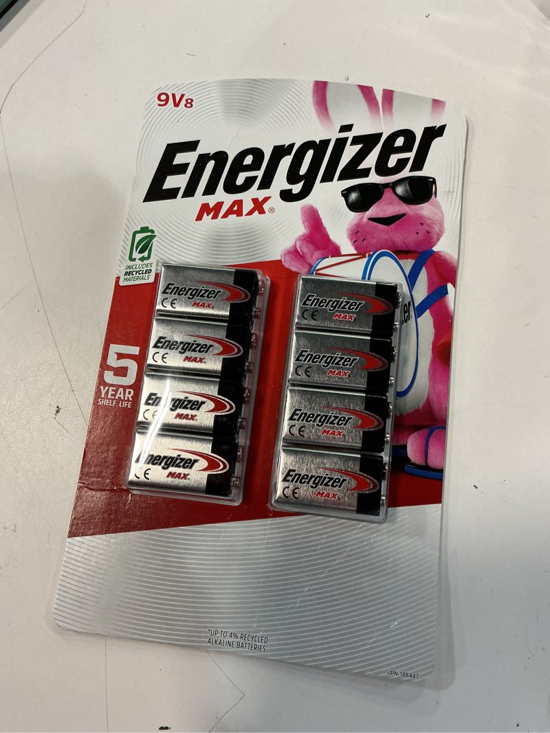 Condition photo showing Good Condition for energizer max 9v batteries, 8 pk.