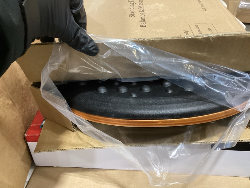 Condition photo showing Good Condition for Trobing Standing Desk Mat Balance Board with Rollerball, Wooden Wobble Anti Fatigue Mat Balance Board for Standing Desk, Home Office Non-Slip Comfort Floor Mat to Relieve Foot, Knee, and Back Pain A: Medium Black ( 21 inch ?