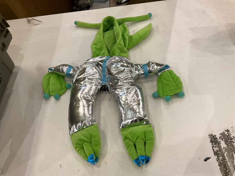 Condition photo showing New/Like New for Green Alien Costume for Small Dog, Medium Dog Halloween Astronaut Outfits Alien Pet Costume Cute Hooded with Reflective Outfits for Puppy Kitten Halloween Cosplay Party(M)