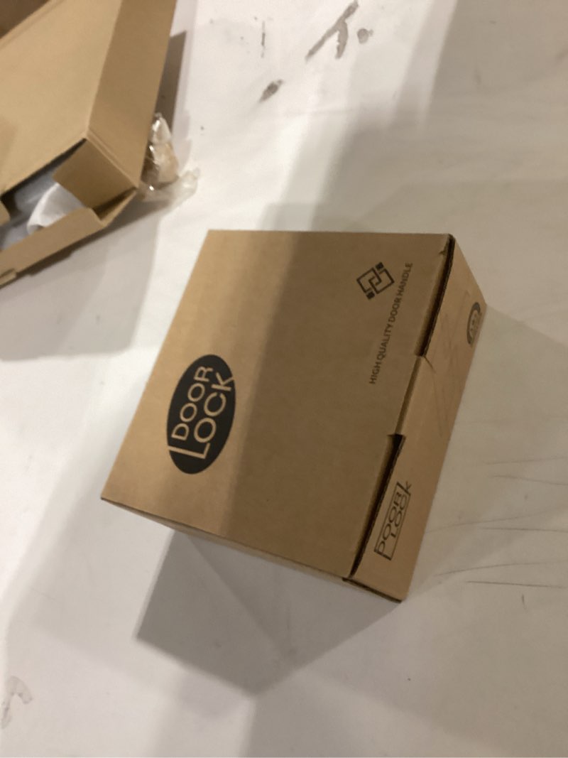 EHOMEWARE 2 Pcs Satin Brass Door Handles, Interior/Exterior Door Knobs with Lock and Key, Gold Entry