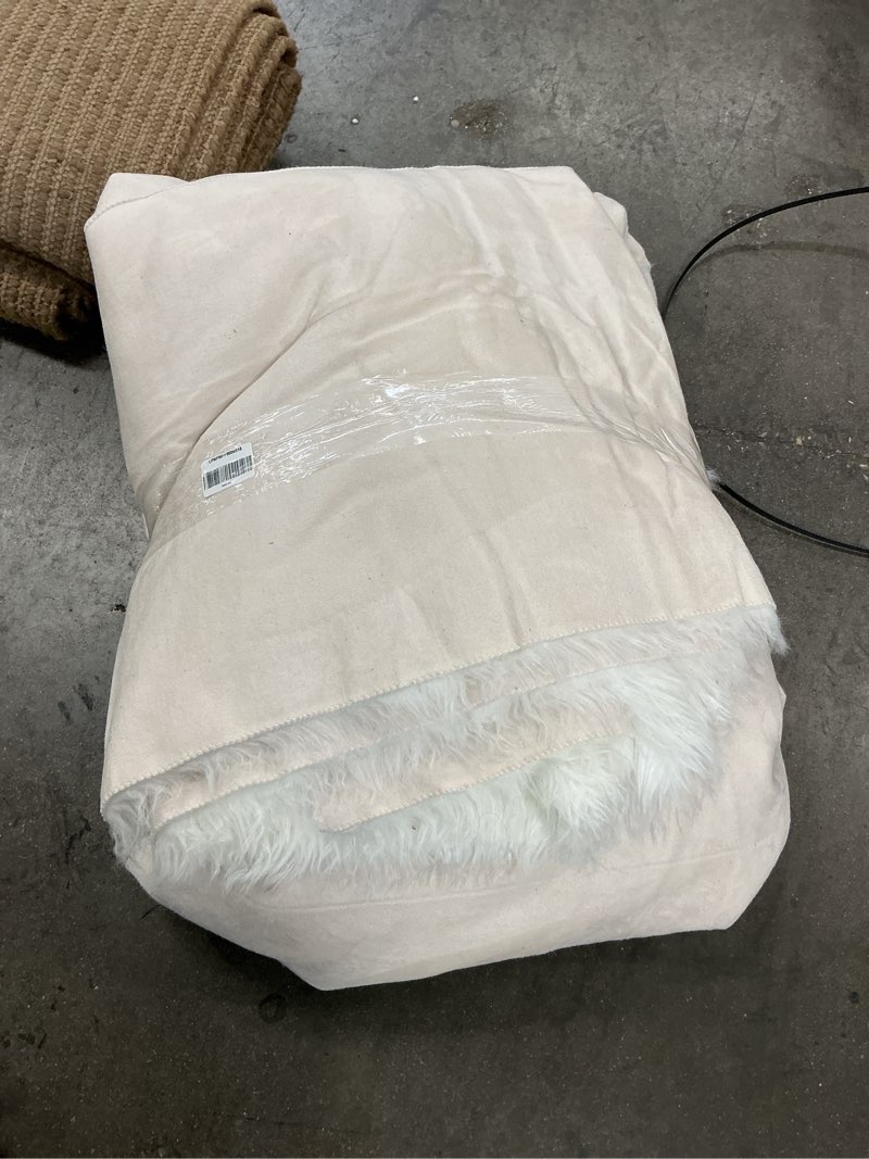 Condition photo showing As Is for Latepis White Faux Fur Rug 8x10, Faux Fur Sheepskin Rug for Living Room, Fluffy Washable Fuzzy Rugs Carpet for Bedroom, Luxury Room Decor, Rectangle 8' x 10' (Rectangular) White