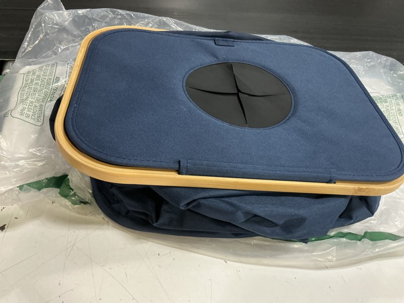Condition photo showing As Is for spaceaid recycling bin for kitchen 26 gallon, 100l recycle bin with lid and 2 reusable inner bags, for bottle can glass plastic stickers, blue