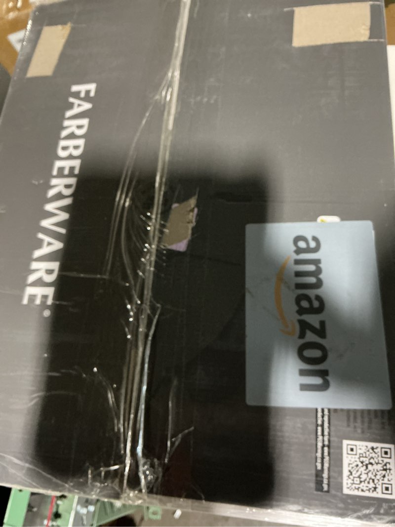 Condition photo showing New/Like New for farberware 1.1 cu. ft. countertop microwave oven – 1000 watts power, auto cook settings, defrost, easy clean and child safety lock - white platinum 1.1 cu. ft. white platinum