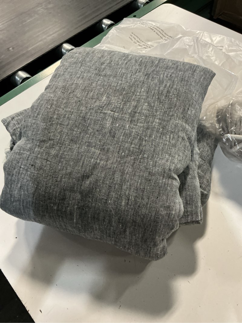 Condition photo showing Good Condition for european linen chambray duvet cover color: charcoal size: king/cal king