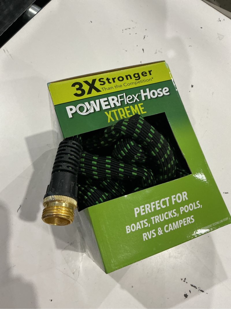 Condition photo showing As Is for flex-able hose xtreme 1-in x 50-ft kink free woven green hose