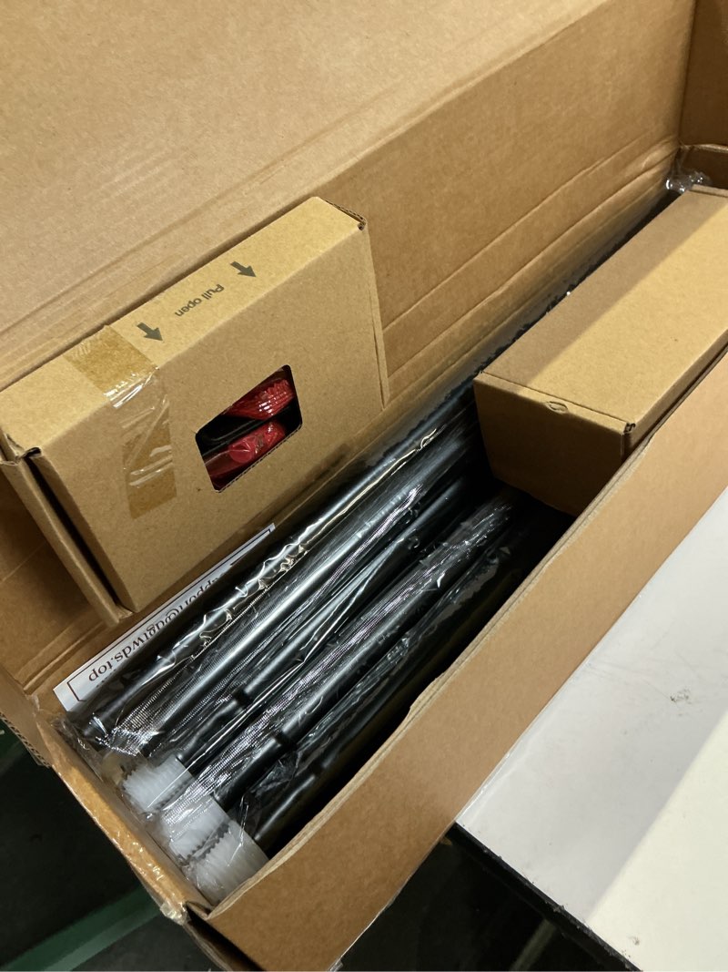 Condition photo showing New/Like New for kamanina black curtain rods for windows 72 to 144 inches (6-12ft), 1 inch heavy duty curtain rod 32 to 144, long decorative single drapery rods, twisted cage end black 32-144"