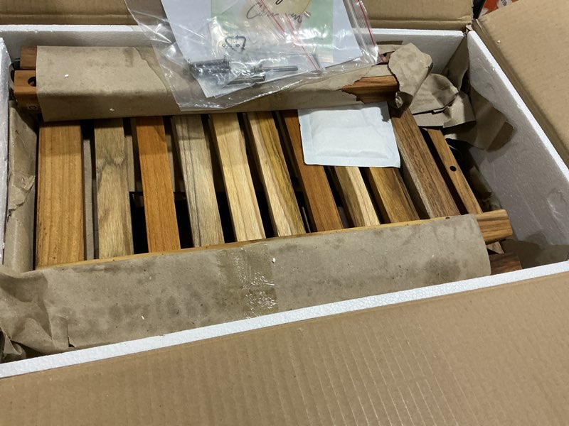 Condition photo showing Good Condition for similar to utoplike teak shower bench seat with handles, portable wooden spa bathing stool with storage towel shelf, 22\" x 13\" x 18.6\", perfect for indoor and outdoor use teak wood large